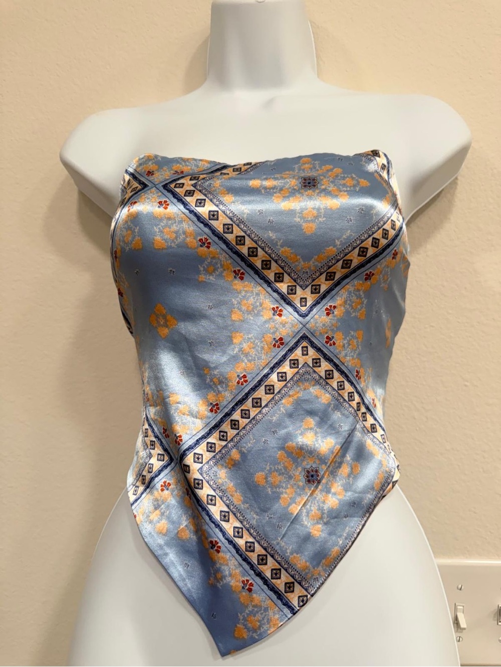 Justify Light Blue Satin Floral Bandana Camisole